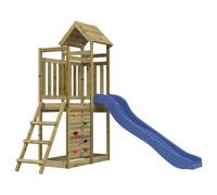 (solid impregnated pinewood) vidaXL Playhouse Climbing Frame Play Frame with Slide Rockwall Solid Wood Pine
