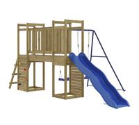 (Solid impregnated pinewood) vidaXL Playhouse Climbing Frame with Slide Ladder Swings Kids Solid Wood Pine