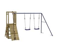 Playhouse Climbing Frame with Swings Climbing Kids Wall Solid Wood Pine vidaXL