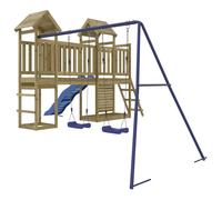 (solid impregnated pinewood) vidaXL Playhouse Play Frame with Slide Swings Rockwall Kids Solid Wood Pine