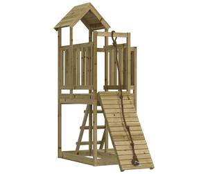 (solid impregnated pinewood) vidaXL Playhouse with Climbing Wall Solid Wood Wooden Climbing Frame