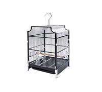 Solid Indoor/Outdoor Aviary Bird Cage Parrot Cage Household Stainless Steel Bird Cage Big Budgerigar Parrot Bird Cage Can Be Hang Bird Cage Parakeet Cage (Black)