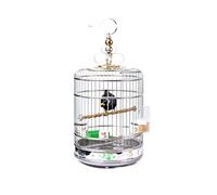 Solid Indoor/Outdoor Aviary Stainless Steel Bird Cage Bathing Cage Round Ornamental Bird Cage with Painted Pattern Bottom Height Heightening Bird Cage Parakeet Cage (OneColor Small)
