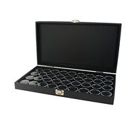Solid Lid Gem Stone Display Case with Choice of Foam Gem Pot Liner - Jewellery Presentation Case (Case with Black 36 Gem pot Insert)