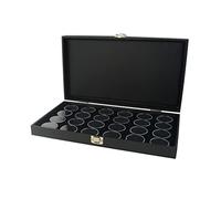Solid Lid Gem Stone Display Case with Choice of Foam Gem Pot Liner - Jewellery Presentation Case (Case with Black 24 Gem Pot Insert)