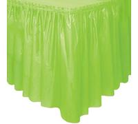 Solid Lime Green Plastic Rectangular Table Skirt - 73cm x 4m, 1 Count - Easy Assembly and Reusable, Elegant & Versatile Party Decor