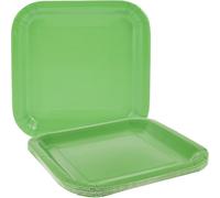 Solid Lime Green Square Paper Dinner Plates (22cm) 14 Count - Elegant, Disposable, Perfect for Parties & Events
