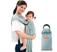 Solid Linen Baby Ring Sling-Blue