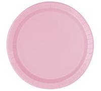 Solid Lovely Pink Round Paper Dinner Plates (22cm) 16 Count - Sturdy & Elegant for Parties and Events