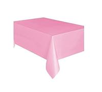 Solid Lovely Pink Short Fold Rectangular Plastic Table Cover (137cm x 274cm) 1 Count - Elegant & Durable Tablecloth for Parties, Events, and Home Use
