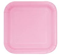 Solid Lovely Pink Square Paper Dinner Plates (22cm) Pack of 14 - Elegant Design, Perfect for Parties and Events