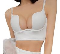 Solid Low Back Bras for Women Underwire U Shape Backless Multi Convertible Straps Underwire Bra & Bustier Women, White, S
