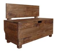 Solid Mahogany Wooden Storage Bench Rustic Hallway Seat with Backrest Chest