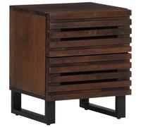 Bedside Cabinet Brown Solid Mango Wood 40x33x46 cm 2 Drawer Nightstand Rustic UK