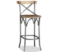 Solid Mango Wood Bar Stool Steel Cross Back Industrial High Chair Seat vidaXL