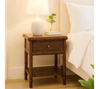 Solid Mango Wood Bedside Table with Drawer and Open Slot, Bedside Cabinet with Hand-Finished Construction, 36L x 45W x 60H cm, Brown Aosom UK