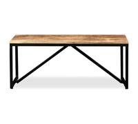 Solid Mango Wood Bench with Steel Legs, 110 x 35 x 45 cm, Vintage Seat for Hallway, Hallway, Living Room, Robust and Space-Saving with Unique Wood Grain