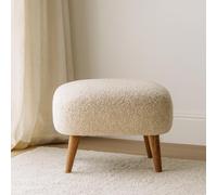 Solid Mango Wood Bouclé Square Footstool with Space-Saving Profile, Upholstered Footstool with Nordic Slim Legs, 40L x 40W x 35H cm, Brown Aosom UK