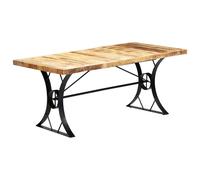 Solid Mango Wood Dining Table Steel Legs Brown 180cm Kitchen vidaXL