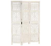 vidaXL Solid Mango Wood Hand Carved 5-Panel Room Divider Grey 200x165cm Screen
