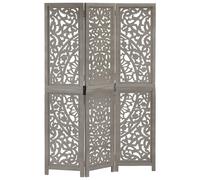 Solid Mango Wood Hand carved 3-Panel Room Divider 120cm Multi Colours vidaXL