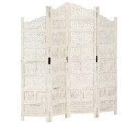 Solid Mango Wood Hand carved 4-Panel Room Divider 160cm Multi Colours vidaXL