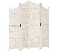 Solid Mango Wood Hand carved 4-Panel Room Divider 160cm Multi Colours vidaXL