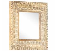 Decorative Mirror Hand-Carved 50 x 50 x 2.6 cm Brown Solid Mango Wood