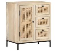 Solid Mango Wood Sideboard Natural Cane Side Cabinet Standing Lowboard vidaXL