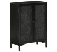 Vidaxl Sideboard Black 55X30X77 Cm Solid Wood Mango And Iron