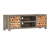 Solid Mango Wood TV Cabinet Grey 120x30x40cm HiFi Entertainment Unit vidaXL