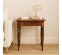 Solid Mango Wood Writing Desk with Hand-finished Grain and Drawer, Bedside Cabinet for Neat Storage, 35L x 60W x 78H cm, Dark Brown Aosom UK