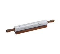 Solid Marble Rolling Pin with Wooden Base Heavy Duty Dough Roller Non-Stick