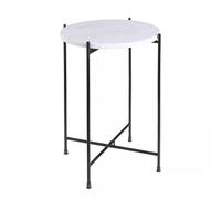 Solid Marble Side Table Round End Table Folding Legs