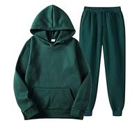 Solid Men's Tracksuit Set Mens Plain Tracksuit Hooded Jogging Tops Bottoms Trouser Suit Set, Casual Top Slim Fit Track Suit Sweatsuit with Hoodie and Front Pockets Joggers Sets Green