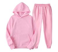 Solid Men's Tracksuit Set Mens Plain Tracksuit Hooded Jogging Tops Bottoms Trouser Suit Set, Casual Top Slim Fit Track Suit Sweatsuit with Hoodie and Front Pockets Joggers Sets Pink