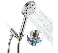 Solid Metal High Pressure Handheld Shower Head with ON/Off Pause Switch Water Saving Showerhead, Extra Long Stainless Steel Hose & Brass Holder Bracket for Hotel Quality, Brushed Nickel Finish