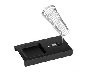 Solid Metal Soldering Iron Stand with Spring Holder and Heavy Base for Safe Working When Soldering and Desoldering Electronic Components in the Workshop, Black, 120 x 70 mm