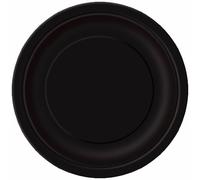 Solid Midnight Black Round Paper Dinner Plates (22cm) 16 Count - Sturdy & Elegant for Parties and Events