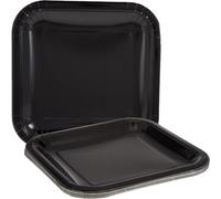 Solid Midnight Black Square Paper Dinner Plates (22cm) 14 Count - Elegant, Disposable, Perfect for Parties & Events