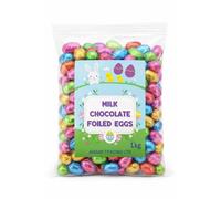 Solid Milk Chocolate Foiled Easter Eggs 1kg (200 Mini Eggs) - Kids Easter Egg Hunt, School Prizes, Party Bags for Boys & Girls - Bulk Easter Eggs