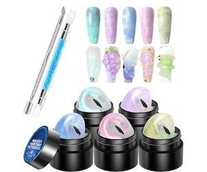 Solid Nail - 5 Colour Mould Kit for Designs, Sculpting Manicure, Carving Pen with Non-Stick Tools, Professional Art Set Forming, Construction and Creative Fingertip Decoration