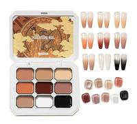 Solid Nail Gel - 9 Colors Cream Nail Painting Kit - Long-Lasting Beauty Supplies, Quick-Dry Manicure Tool for Women Girls Work Wedding Dating