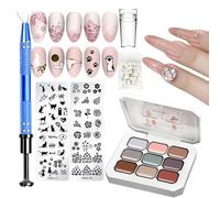Solid Nail Gel,Gradient Painting Gel Kit - Pat Art Gradient Manicure with Sponges and Metal Grabber for Salon Creative Nail Designs