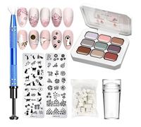Solid Nail Gel, Gradient Painting Kit, Pat Manicure Gloss, Metal Grabber Sponge Tool, Professional Salon Artistic Practice Set, Beauty Accessory for Women, Adults, Home