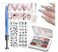 Solid Nail Gel Polish, Polish Paint Sponges Kit, Quick Pat Gradient Manicure with Sponges and Metal Grabber for Adults Girls Salon Home