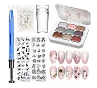 Solid Nail Gel - Quick Manicure Result, Sponge Applicators with Metal Holder Set, Half Solid Gel Pigments + Easy Blending, Cosmetic Gel Formula Stable Consistency - For Salon and Z