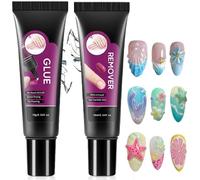 Solid Nail Gl-ue Gel & Nail Remover Gel Kit - Extra Strong Long-Lasting Adhesive for Press-On & Acrylic with Gentle Quick-Dissolve Formula for Safe, Easy Removal Art Cleanup