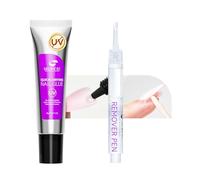 Solid Nail Glue No UV Needed - Gelike EC Quick Dry Gel Nails Glue with Remover Kit Strong and Long Lasting for False Tips and Press On - Easy for Salon Home DIY Manicure Design