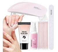 Solid Nail Glue Remover - Acrylic Tips Adhesive Gel | Multipurpose Nail Design Kit with UV Light for Bridal Travel Women Halloween Wedding Christmas School Work Salon Girls
